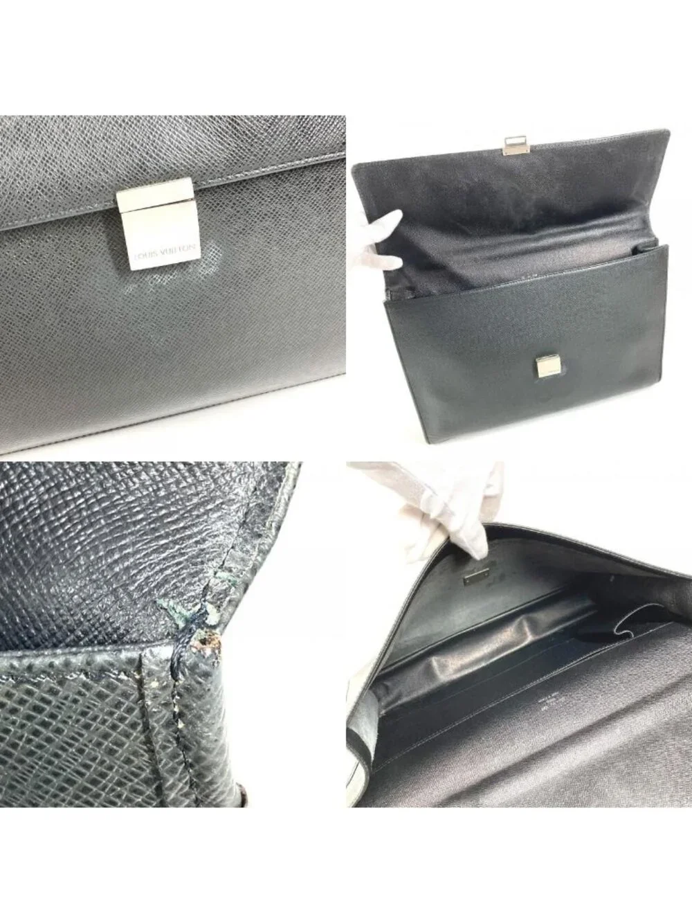 Louis Vuitton Business Bag Angara Taiga Leather Ardoise Black